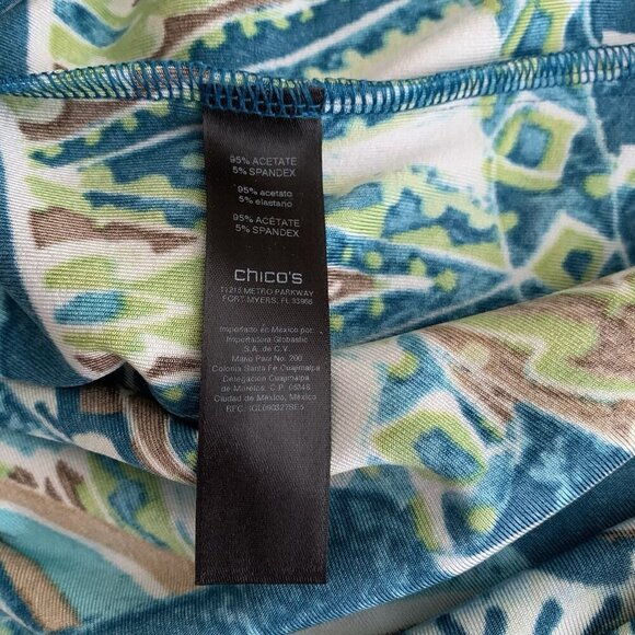 Chico’s Women’s 1 Blue Abstract Print Knit Tunic Top 3/4 Sleeve Size USA 8 - Picture 8 of 10